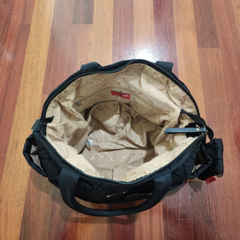 Storksak Black Quilted Baby Diaper Bag